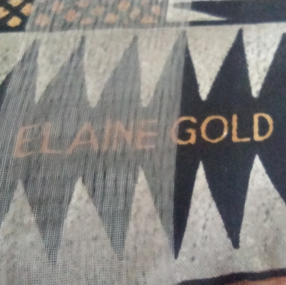 Elaine Gold Silk Scarf Brown Black 53" - Picture 6 of 13
